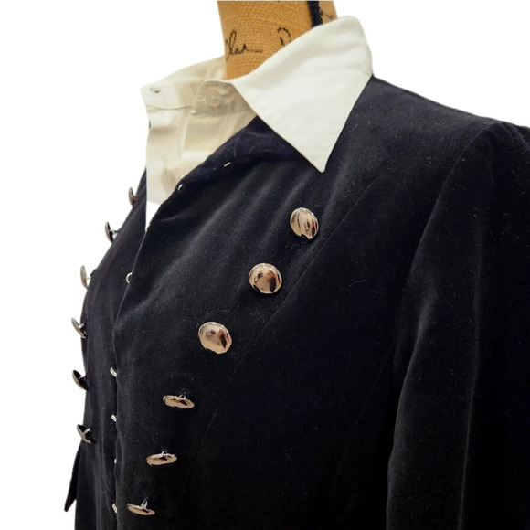 VINTAGE 90's Newport News Velvet Jacket Pirate Baddie Midi Trench ,Women's 8 - Picture 7 of 12